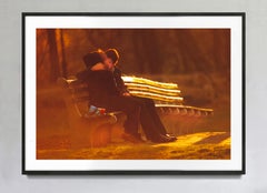 Couple Kissing On Park Beach In Central Park. Vintage Photography Fine Art Print