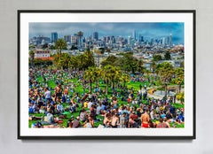 Menschenmassen im Dolores Park, San Francisco, Kunstdruck auf Hahnemühle-Papier