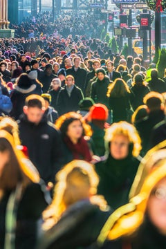 Crowds Of People Walking On Fifth Avenue. New York City