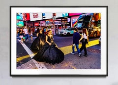 Debutantes in Formal Black Evening Dress  with Tiara in Times Square