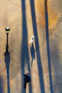 Dog Walker on Long Leash, Signed Color Photography Print, 4/15 Edition
