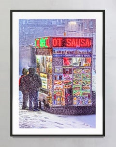 Early Morning Coffee in Snow Blizzard, Fine Art Color Photography, Signed, 4/15