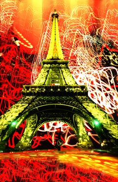 Eiffel Tower in Jackson Pollock Drip Lighting  - Paris France