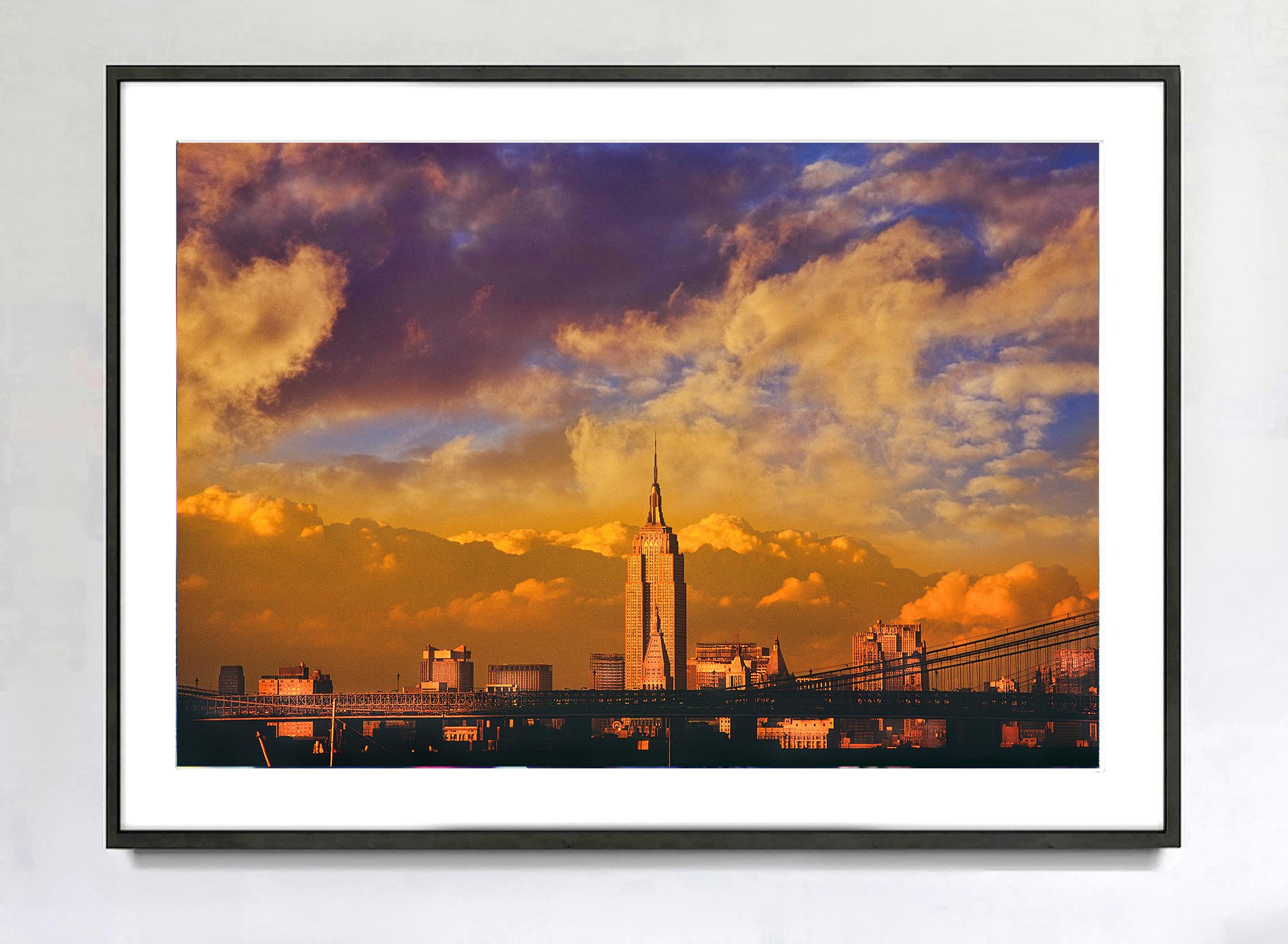 Empire State Building Bathed in Luminous Golden Light, 1970s New York City  For Sale 1