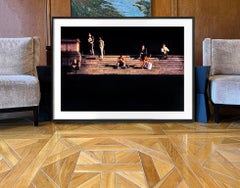 Figures on New York Steps in Gold Chiaroscuro Caravaggio Light