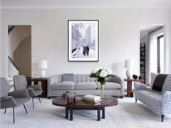 Flatiron Building Snow Storm Couple Umbrella in Monochromatic Blue and Gray