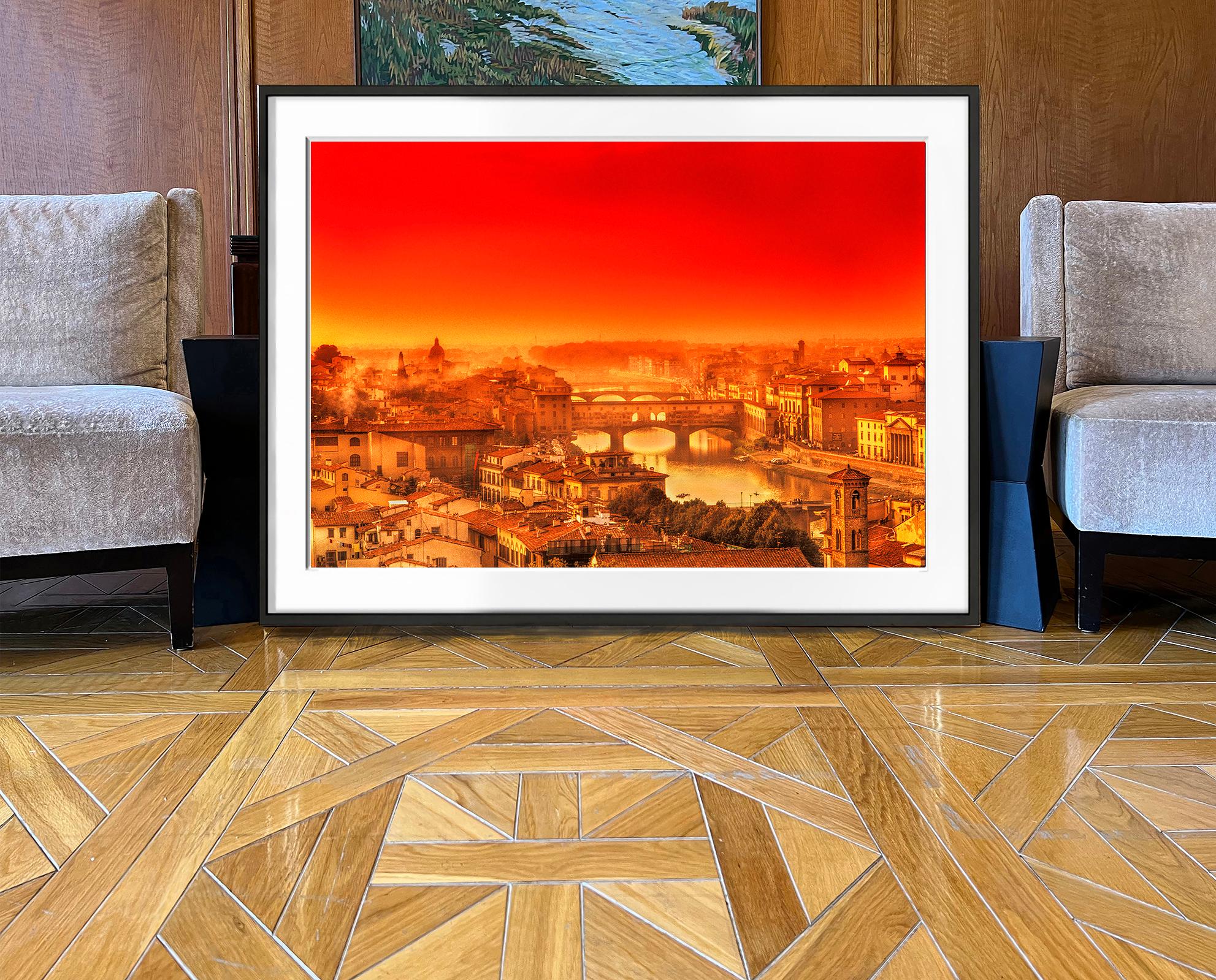 Florence with Orange in the  Sky  - The Rebirth of the Renaissance  - Photograph by Mitchell Funk