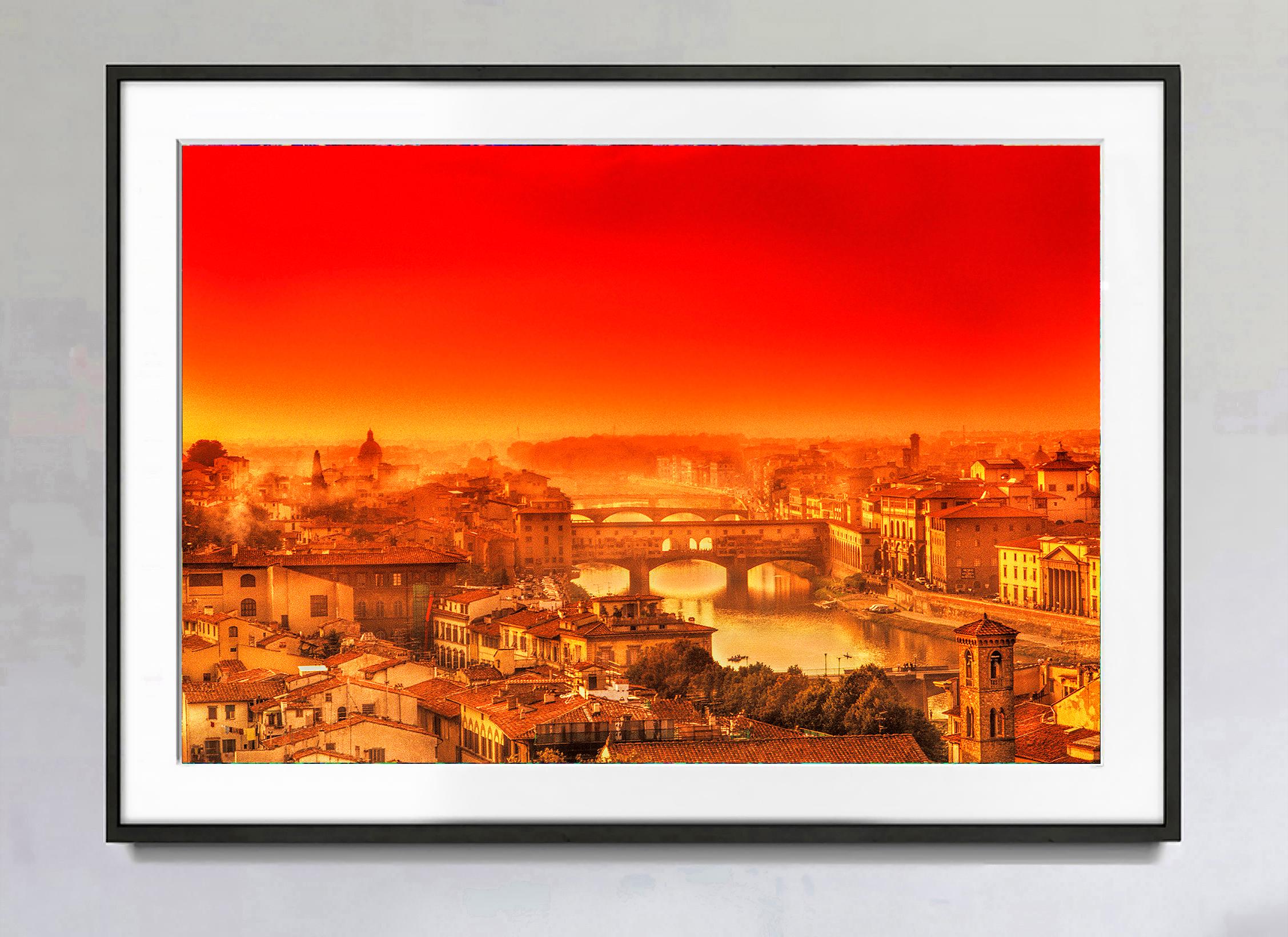 Florence with Orange in the  Sky  - The Rebirth of the Renaissance  - Post-Impressionist Photograph by Mitchell Funk