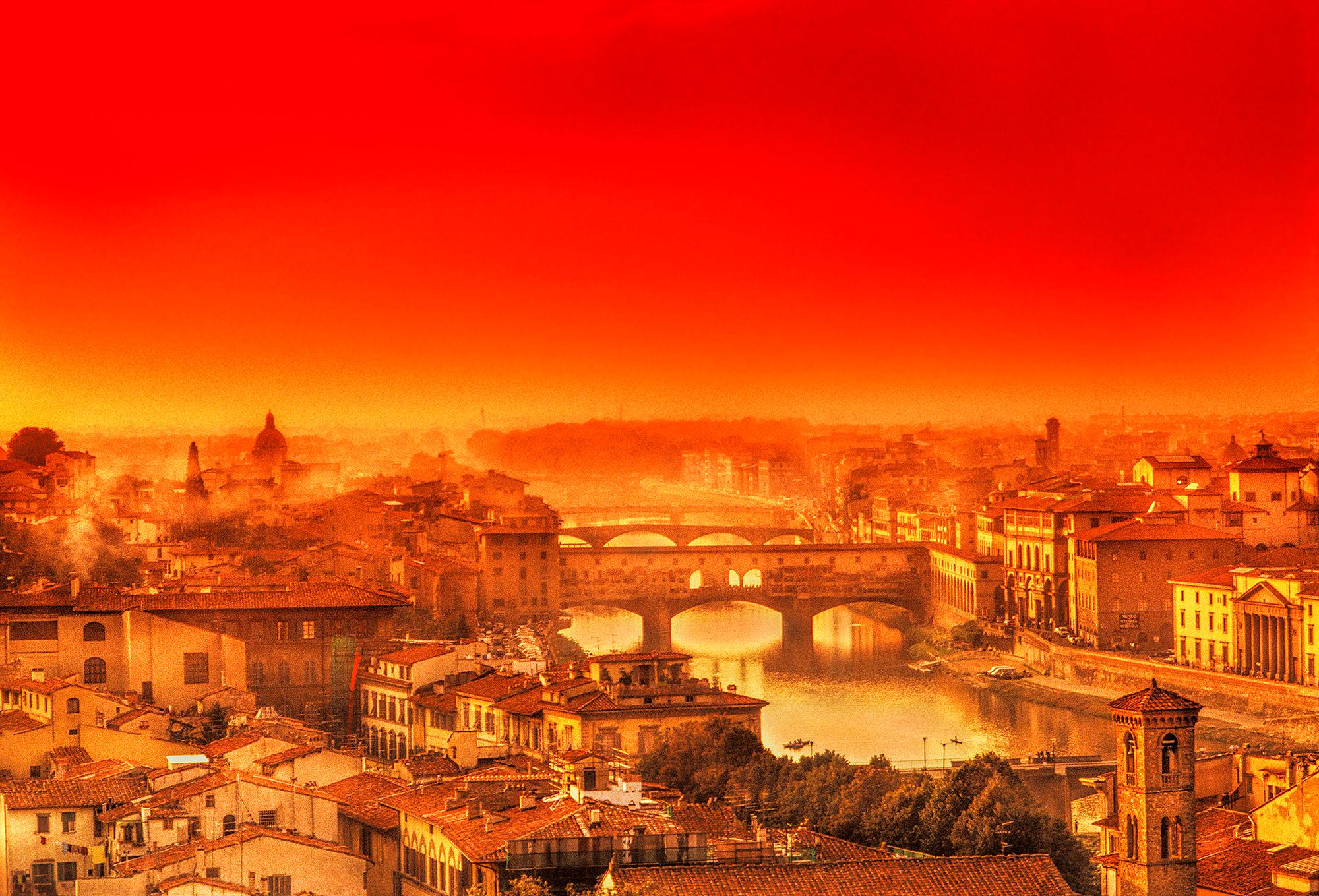 Mitchell Funk Landscape Photograph - Florence with Orange in the  Sky  - The Rebirth of the Renaissance 