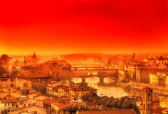Vintage Florence with Orange in the  Sky  - The Rebirth of the Renaissance 