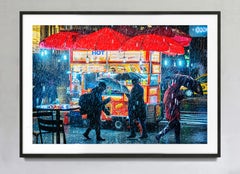 Food Cart On Rainy Night Bryant Park New York City