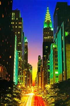 Glowing Chrysler Building and 42nd Street at Manhattanhenge