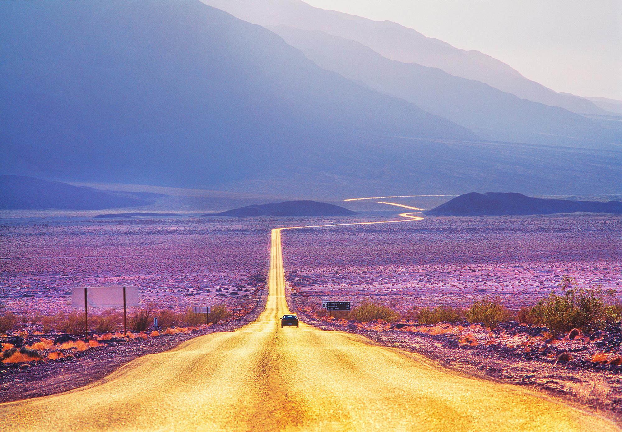 Mitchell Funk Color Photograph - Golden Dessert Road to Infinity in the American West 