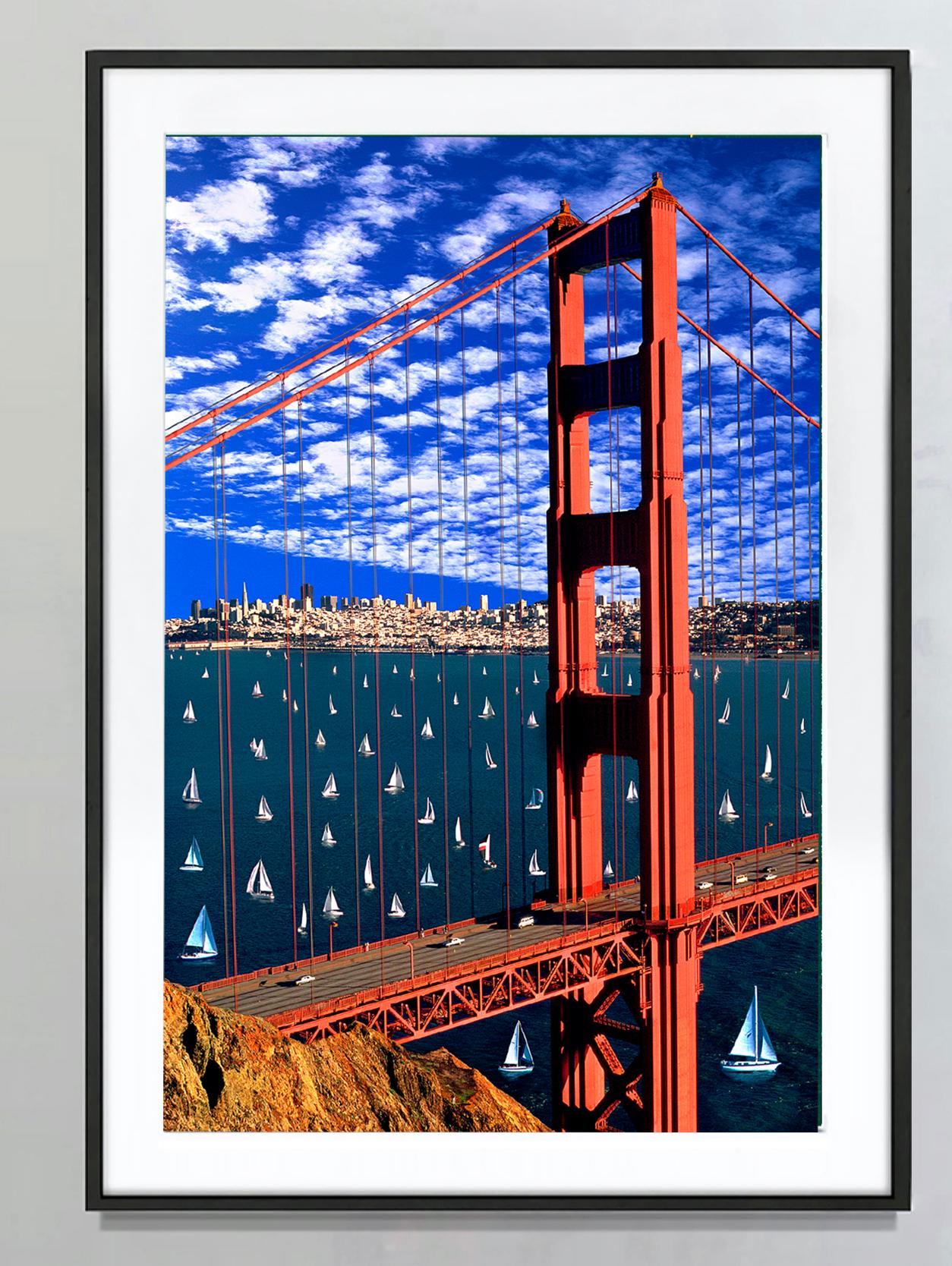 Golden Gate Bridge San Francisco Bay with Sailboats  - Photograph by Mitchell Funk