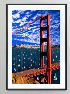 Golden Gate Bridge San Francisco Bay with Sailboats