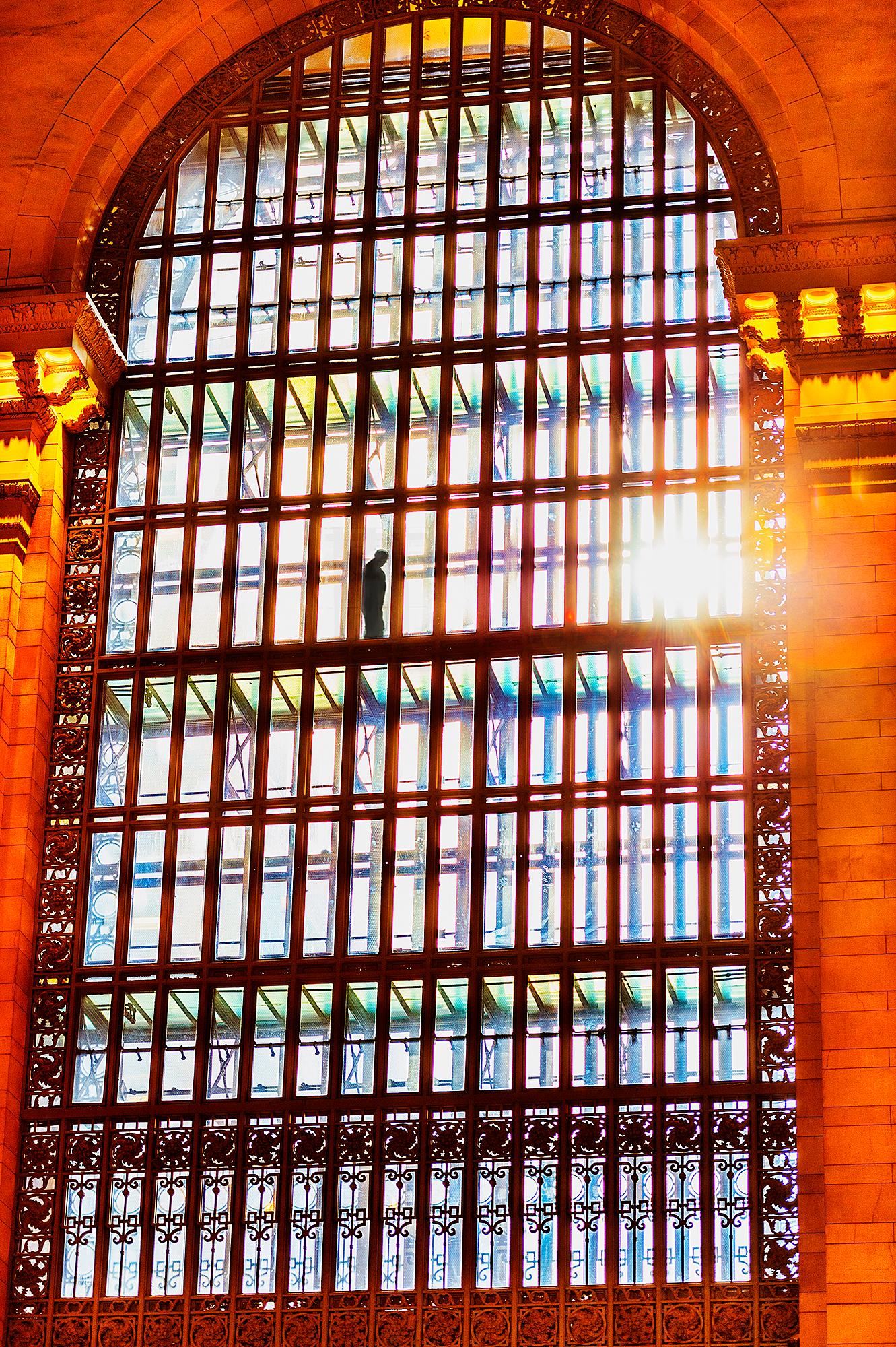 Grand Central Terminals Terminal  Kathedralefenster in goldenem Licht
