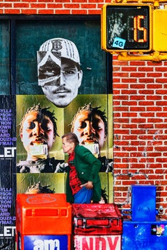 Gritty Street Photography with Geometric Billboards Manhattan Street Scene