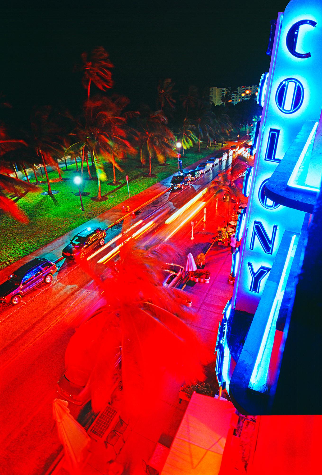 Mitchell Funk Abstract Photograph - High Angle View Of The Colony Hotel On Ocean Drive, Miami Beach