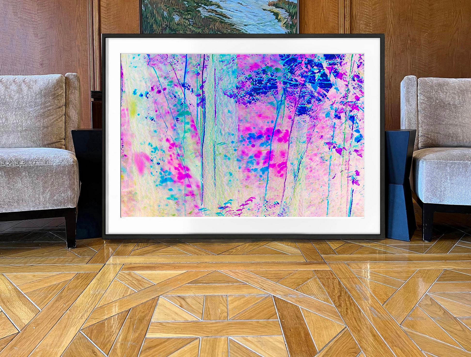 Impresionista Árboles Magenta Central Park - Abstract Photograph Púrpura de Mitchell Funk