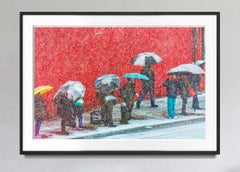 Impressionist Street Scene Manhattan in Snow - Reds and Greys