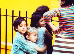 Kids having Fun in front East Village Yellow Wall, Street Photography in Color 