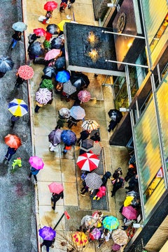 Landscape of Umbrellas in the Rain  -  Moody New York Afternoon