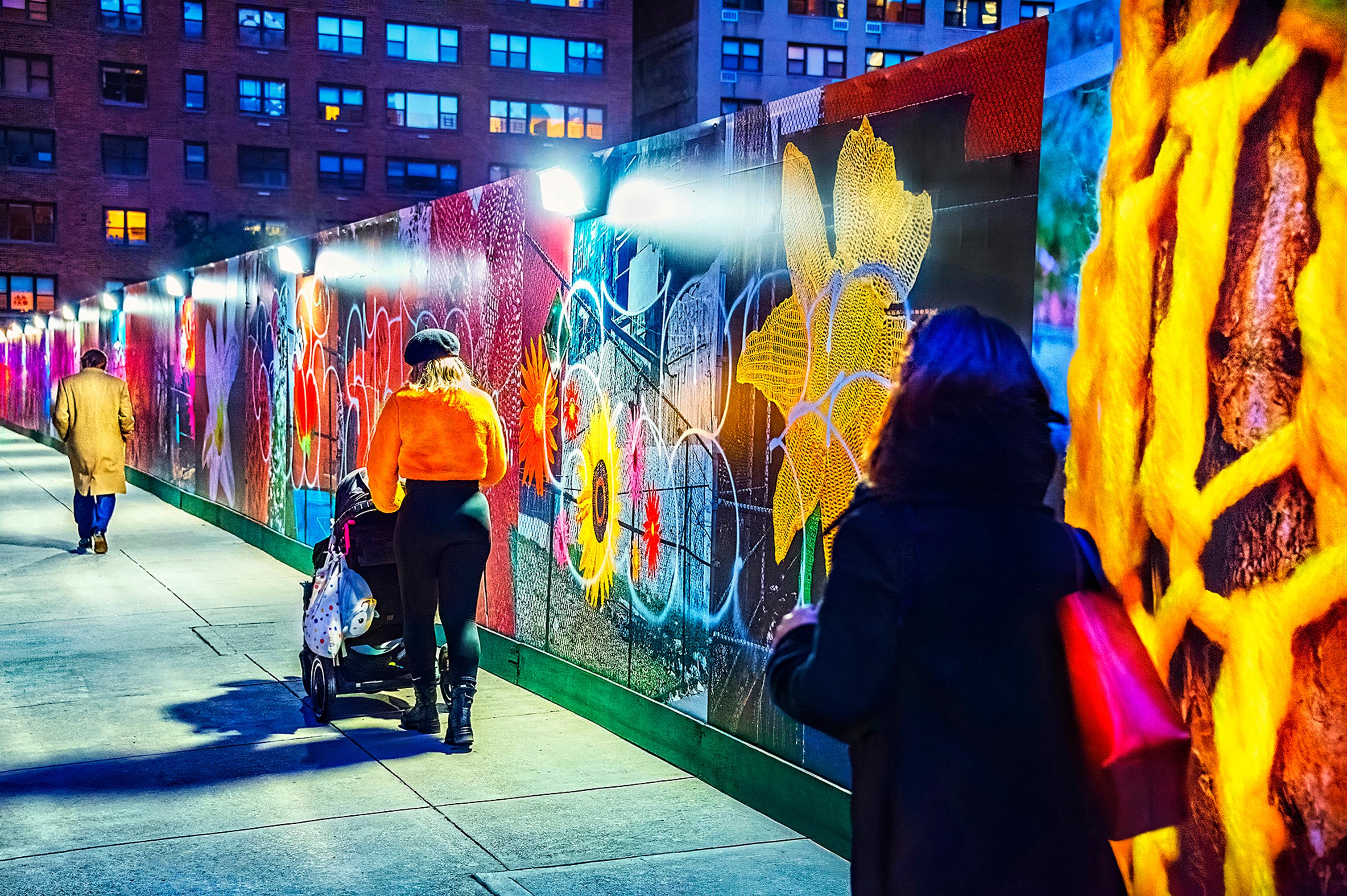 Straßenszene in Manhattan bei Nacht, Kunstdruck. Ausgabe 3/15