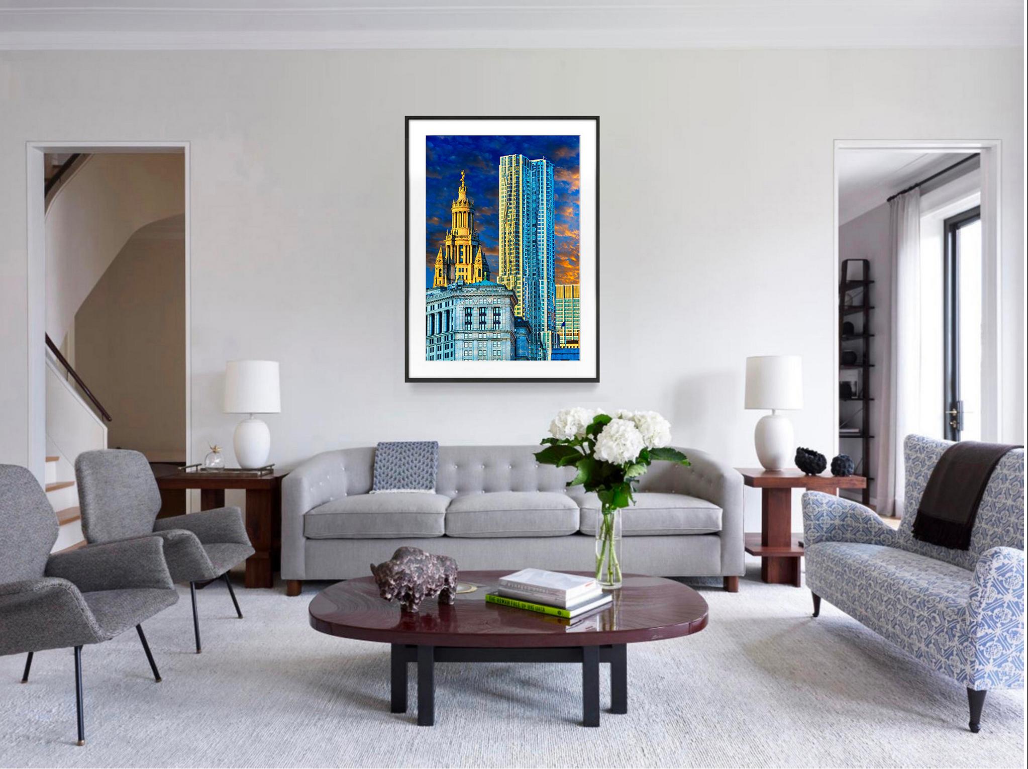Skyline di Lower Manhattan Idilliaca, New York è la luce di Dio. - Photograph Postimpressionismo di Mitchell Funk