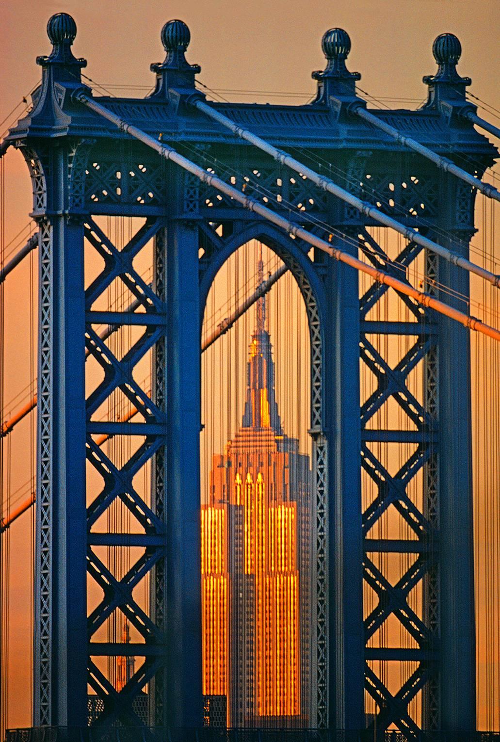Mitchell Funk Color Photograph - Manhattan Bridge, Empire State Building, Landscape Photography