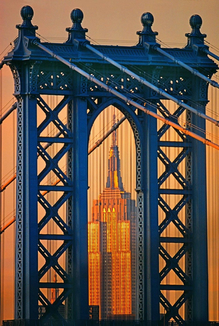 Mitchell Funk Color Photograph - Manhattan Bridge, Empire State Building