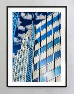Manhattan Art Deco  Chrysler Building in Blue and White