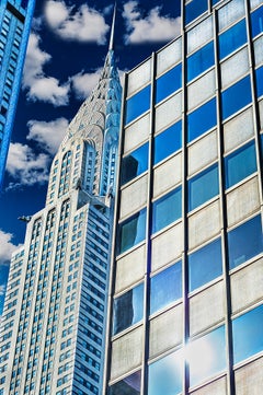 Manhattan Art Deco  Chrysler Building in Blue and White