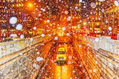Manhattan in Snow Storm - Golden Abstraction 