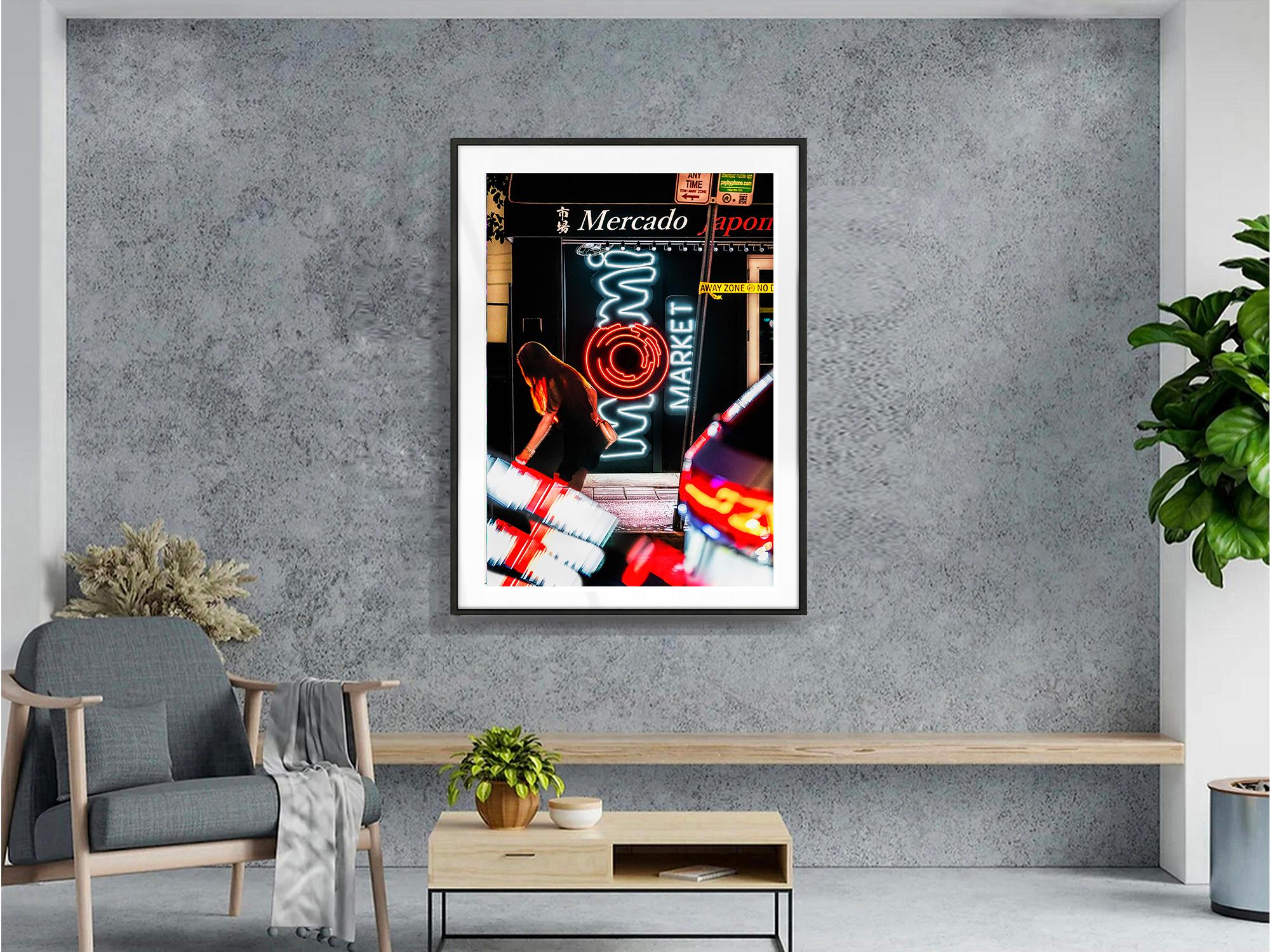 Miami de noche, escena callejera de Brickell Avenue Abstracción de neón en venta 1
