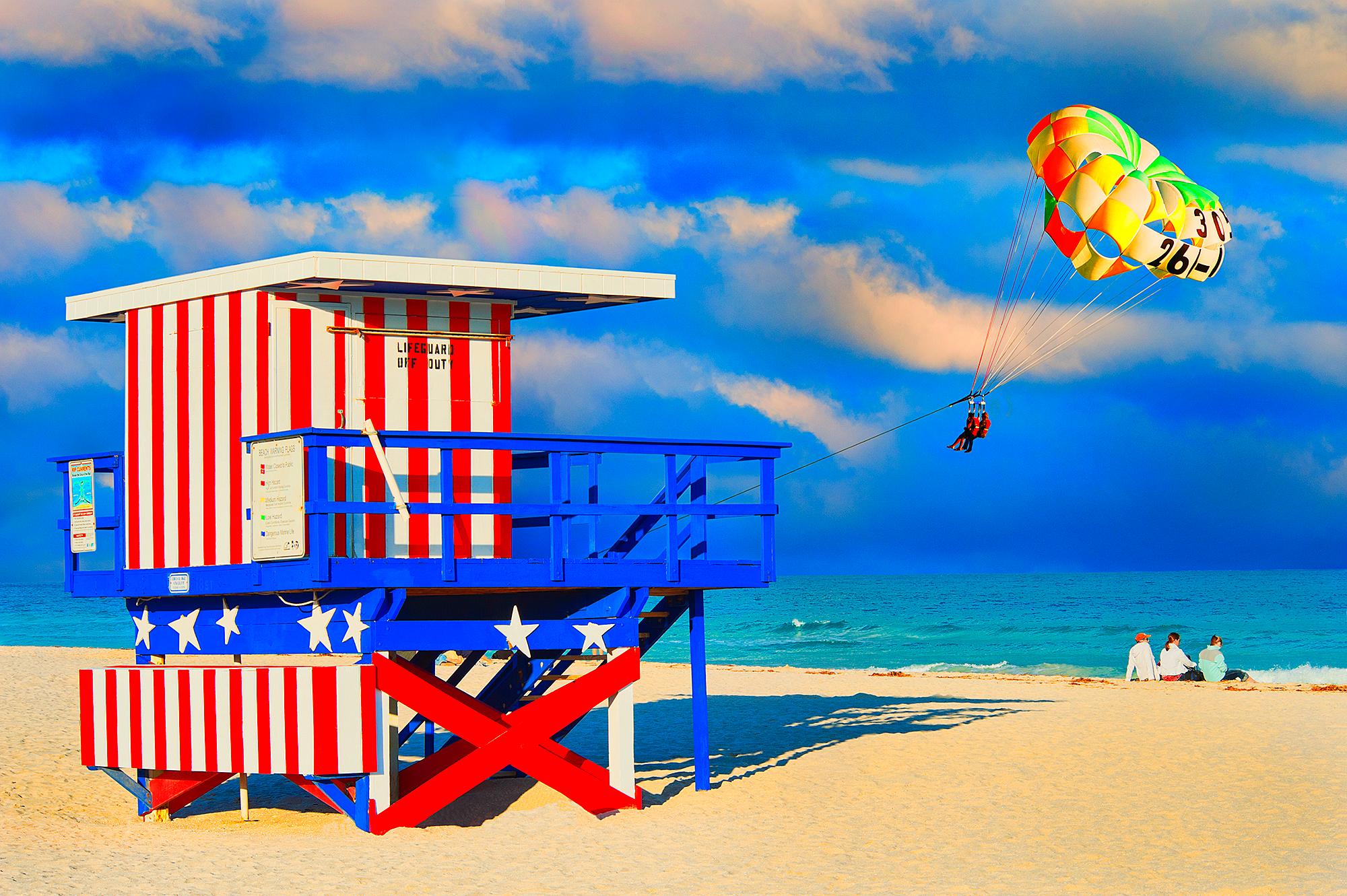 Mitchell Funk Color Photograph - Miami Beach  Lifeguard Tower