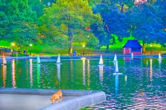 Modèle réduit de voiliers dans l'étang de Central Park Pond, New York