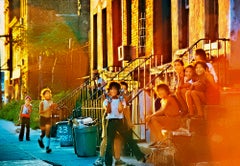Neighborhood Kids on Stoop in Red Hood Brooklyn  - Vintage Brooklyn 