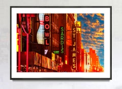 Neon Signs Broadway Theater District in Dramatic Light