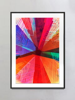 New York City Astratto Caleidoscopio Esposizione Multipla Rossi  Blues, Architettura