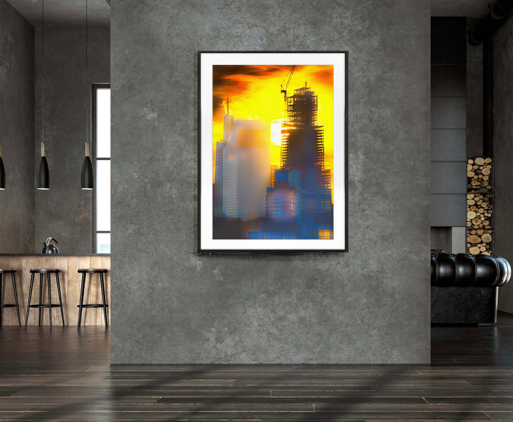 Rascacielos superalto de Nueva York  en Luz Angélica 
Firmado y fechado en la parte inferior derecha, numerado   3 de 15. Sin enmarcar. Otro tamaño disponible, Impresión posterior - Impreso en papel Hahnemühle Fine Art 
El vídeo se ilumina. Consulta