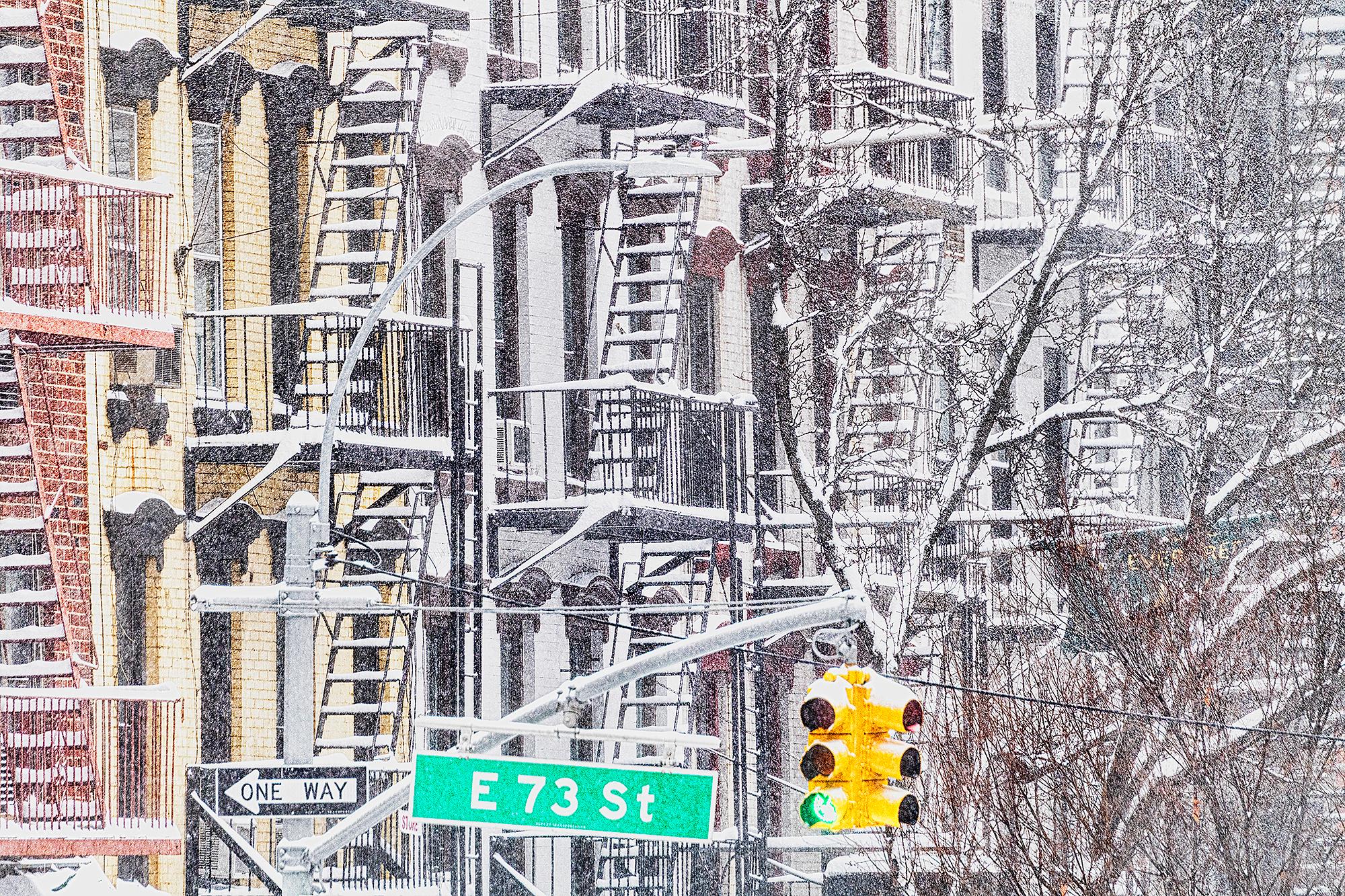 Architecture abstraite des neiges de New York,  Monochromatique