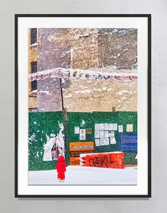 New York City Snowstorm Abstraction Toddler  in Red Snow Suit - Monochromatic