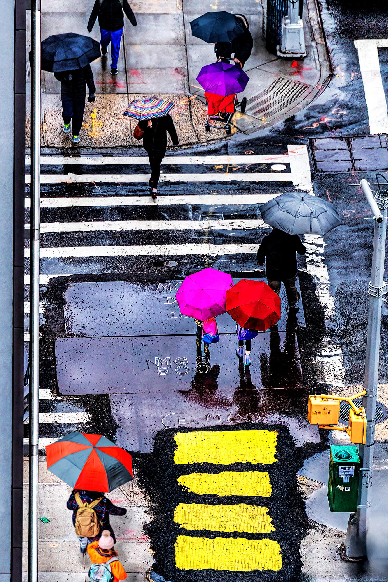Mitchell Funk Color Photograph - New York City Street Art: Literally - Hot Pink Umbrella -  Like Rothko 