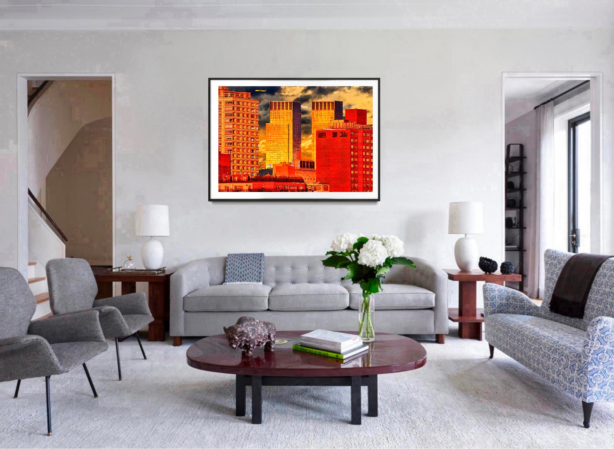 New Yorker Skyline aus dem Central Park in Tiefgold und Orange im Angebot 1