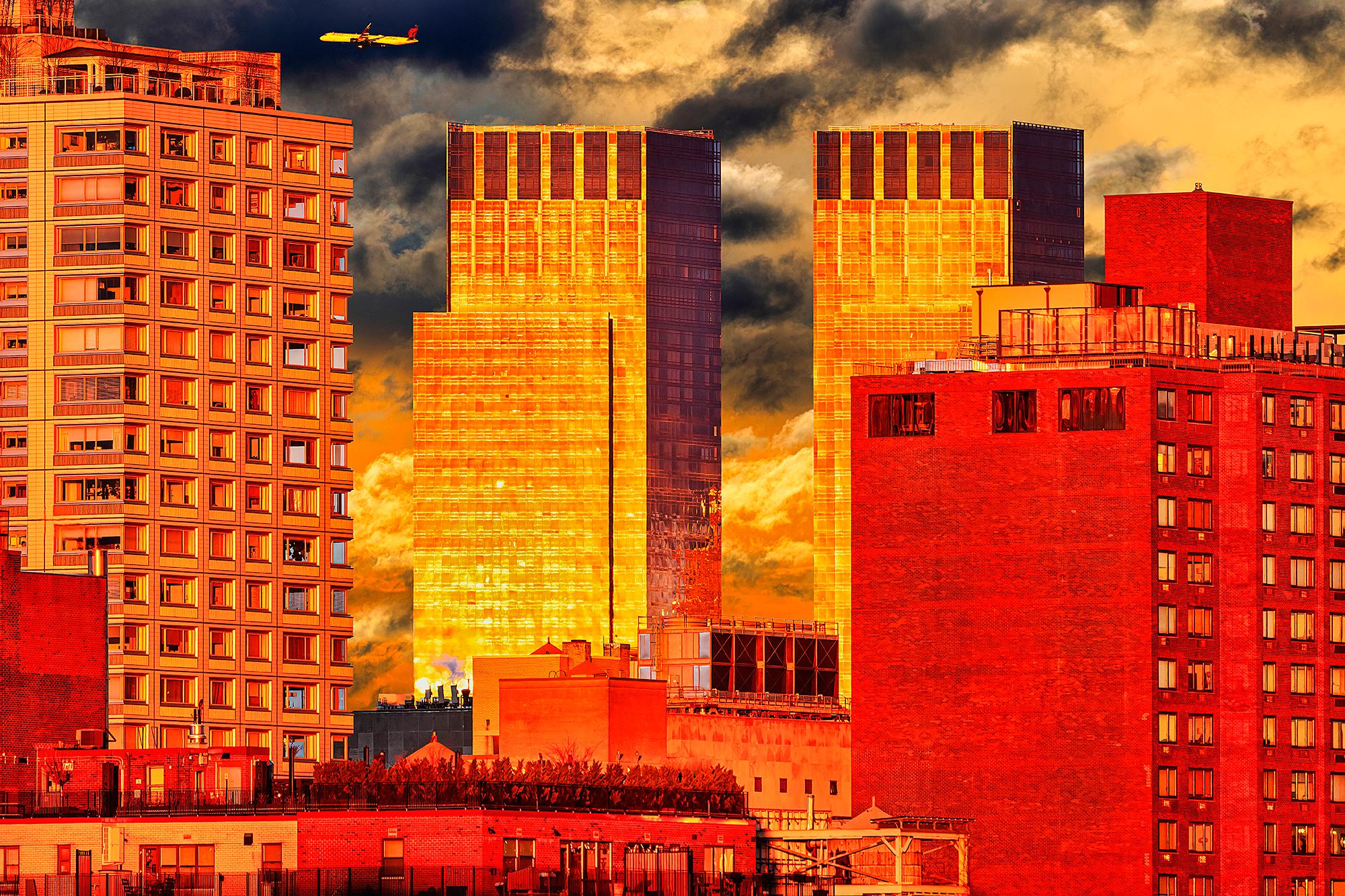 Mitchell Funk Landscape Photograph – New Yorker Skyline aus dem Central Park in Tiefgold und Orange