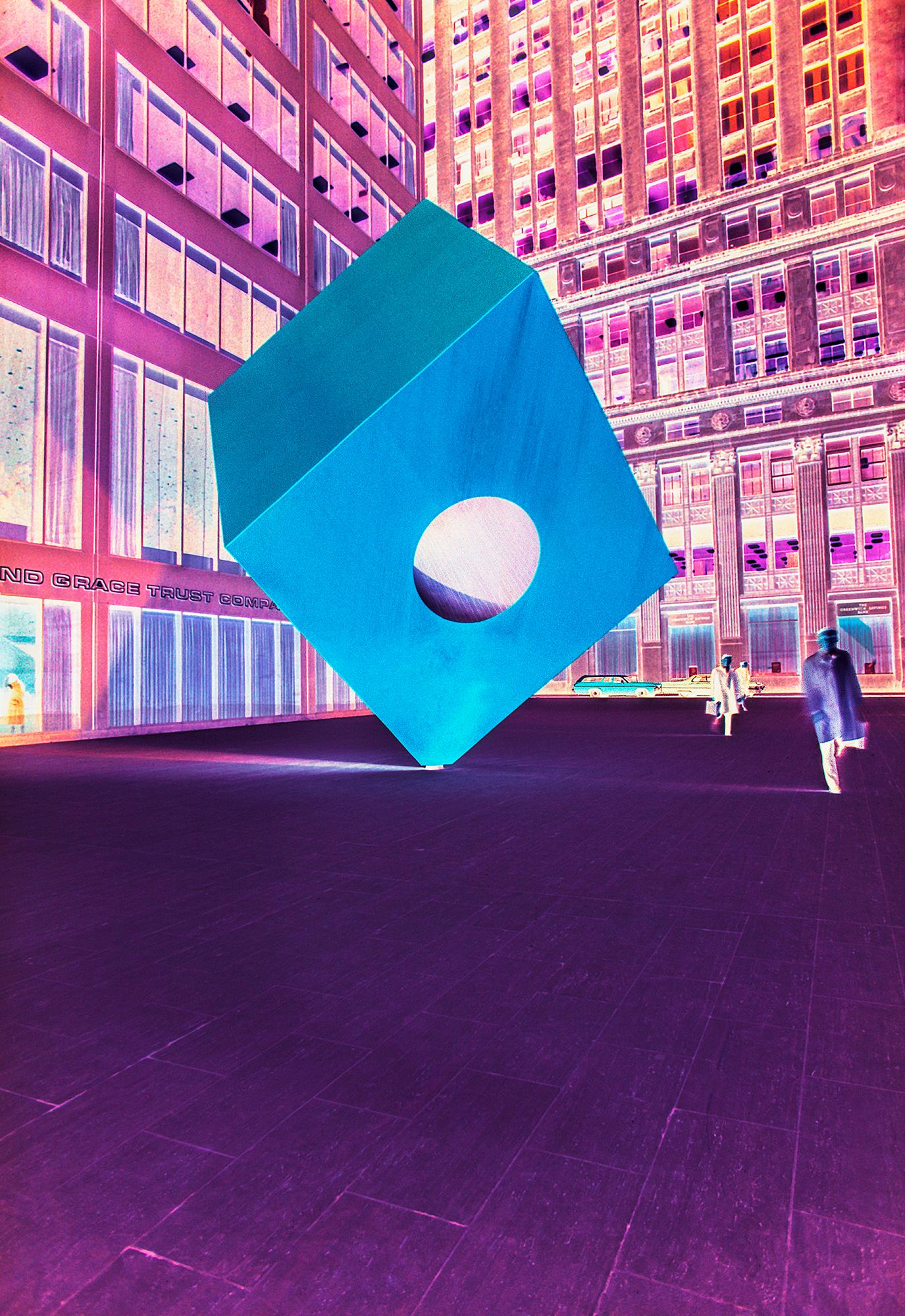Mitchell Funk Abstract Photograph – Noguchi Würfel in Negativfarbe