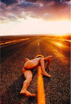 Nude man on Endless Surreal  Arizona Road