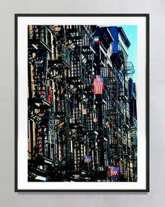 Vintage Greenwich Village Building Facades with American Flag Fine Art Print