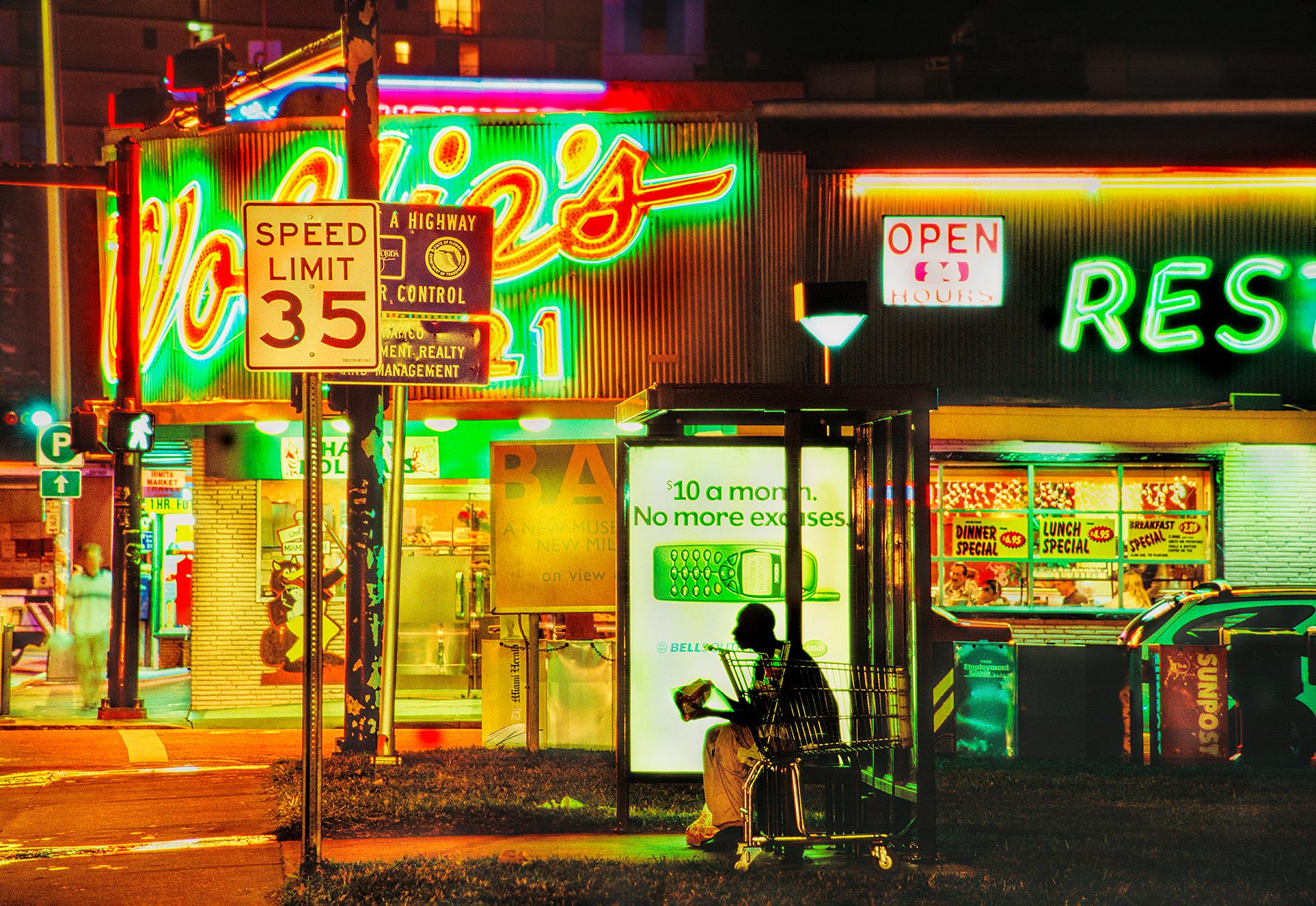 Old Miami Beach at Night  - Ethereal Wolfie's Restaurant Neon