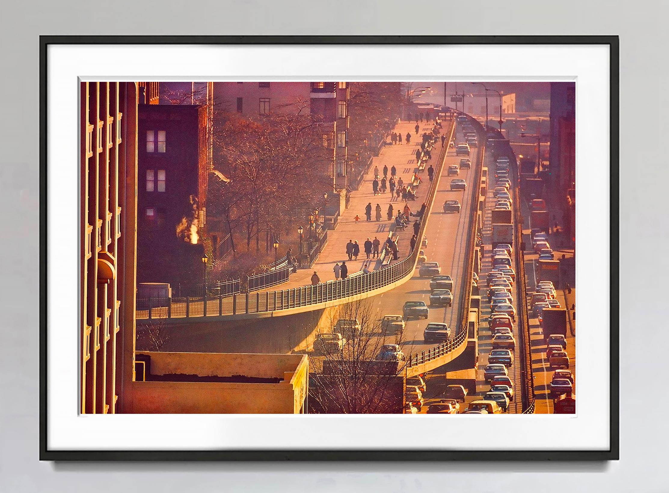 Old New York, Brooklyn Heights Promenade with Brooklyn Queens Expressway - Photograph by Mitchell Funk